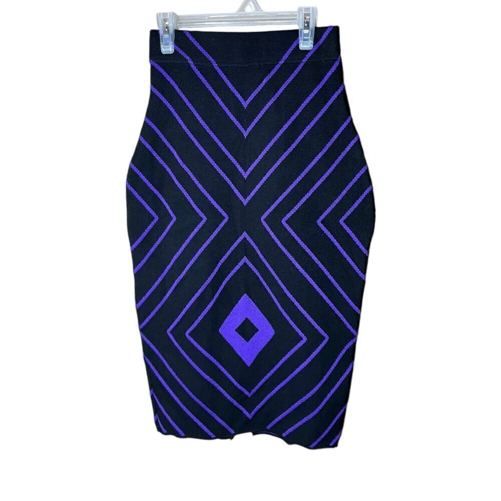 Elhoffer Design Purple And Black Bodycon Skirt Size XS